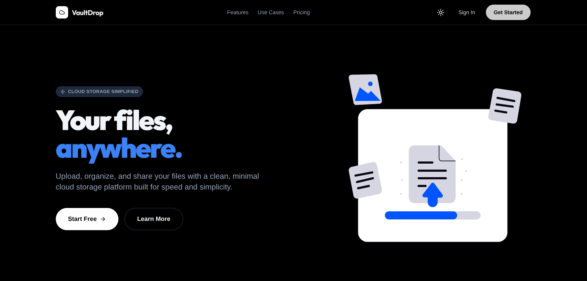 VaultDrop Dashboard Interface Dark